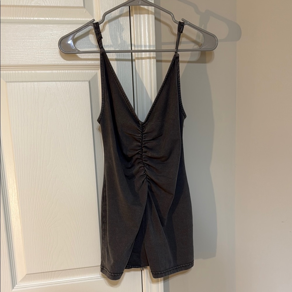 Black Ruched Women's Short Jumpsuit